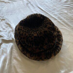 Vintage 1990s Ben Berger Leopard Faux Fur Cuffed Hat Mod The Nanny Winter